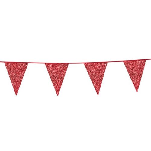 Bunting Glitter 6m red flagsize 20x30cm