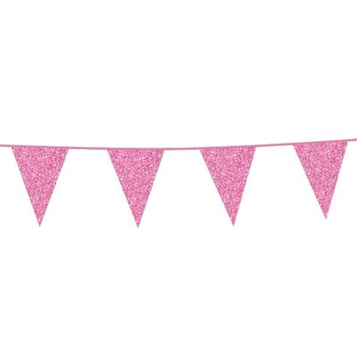 Bunting Glitter 6m baby pink flagsize 20x30cm