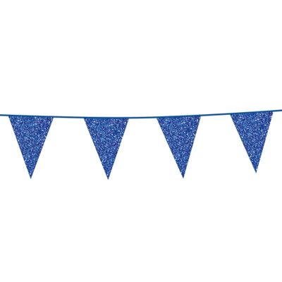 Bunting Glitter 6m drapeau bleu format 20x30cm
