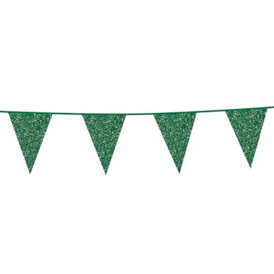 Wimpelkette Glitter 6m grüne FlaggeGröße 20x30cm