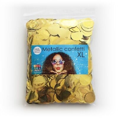 Confeti metálico redondo 23 mm 250 gramos de oro