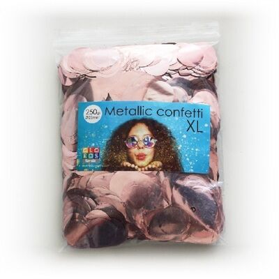 Confeti metálico redondo 23 mm 250 gramos de oro rosa
