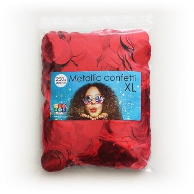 Confeti metálico redondo 23mm 250 gramos rojo
