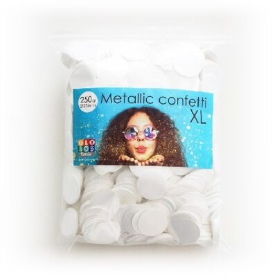 Confettis métalliques ronds 23mm 250 grammes blanc