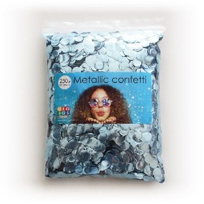 Confeti metálico redondo 10mm 250 gramos azul bebé