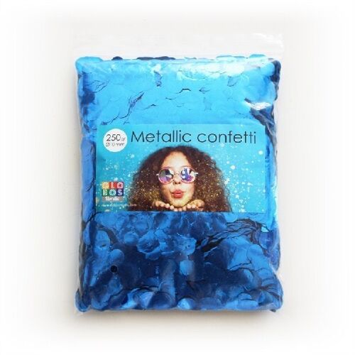 Confetti metallic round 10mm 250 gram blue