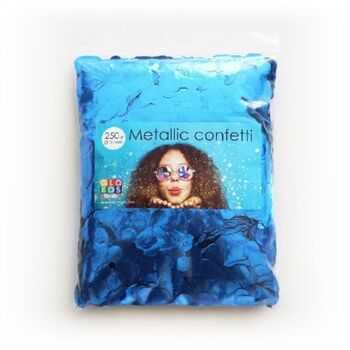 Confettis ronds métalliques 10mm 250 grammes bleu