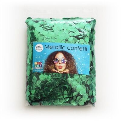 Confeti metálico redondo 10mm 250 gramos verde