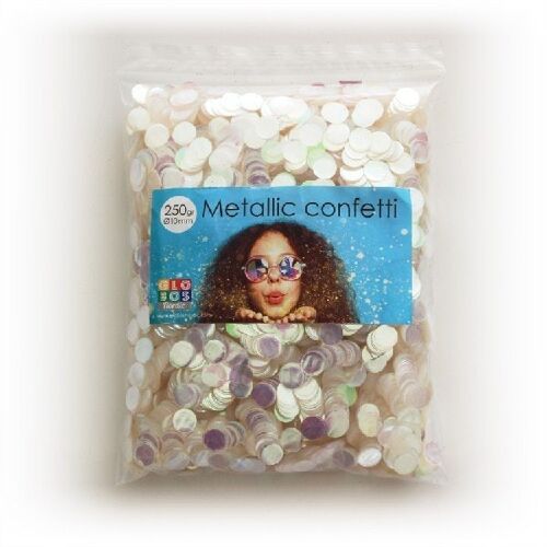 Confetti metallic round 10mm 250 gram iridescent