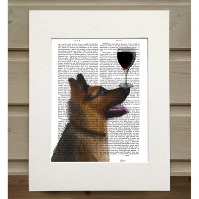 Dog Au Vin, German Shepherd, Book Print, Art Print, Wall Art
