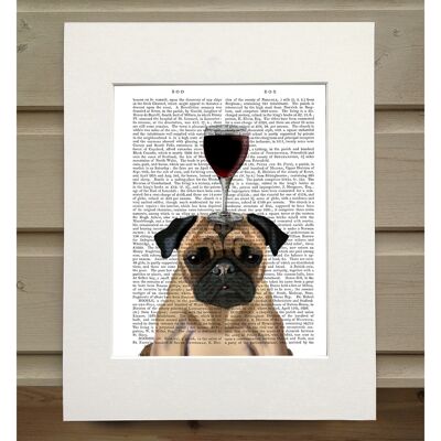 Dog Au Vin, Pug, Book Print, Art Print, Wall Art