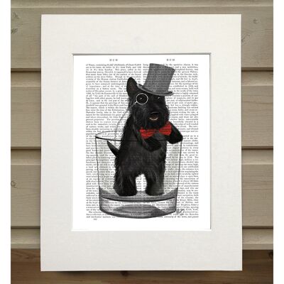 Scottish Terrier in Whisky Tumbler, Book Print, Art Print, Wall Art