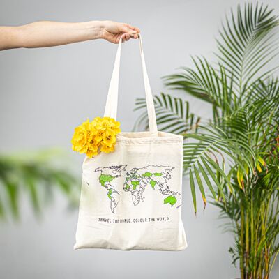 World Map Colour In Travel Tote Bag