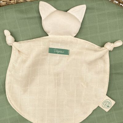 Ecru cat comforter in organic cotton