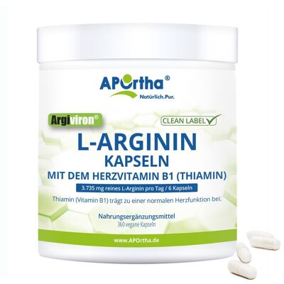 Argiviron® L-arginine 4500 + vitamine B1 - 360 gélules végétaliennes