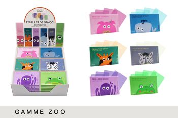 Boîte de 48 étuis de feuilles de savon "Zoo" 1