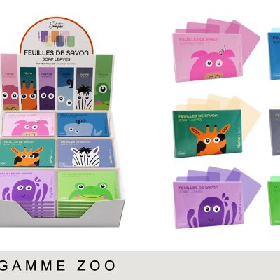 Boîte de 48 étuis de feuilles de savon "Zoo"