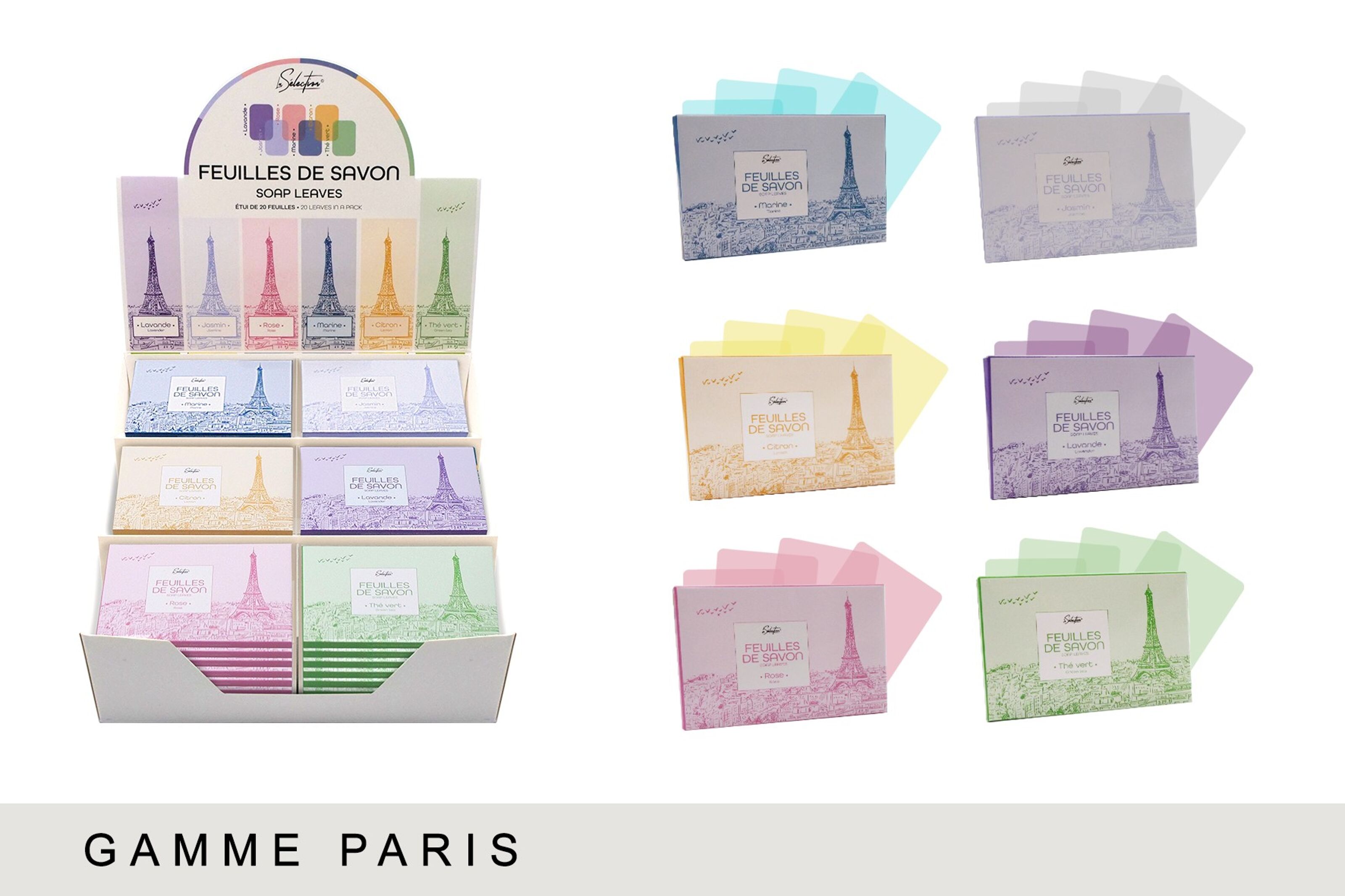 Compra Scatola da 48 scatole di fogli di sapone Parigi. all'ingrosso