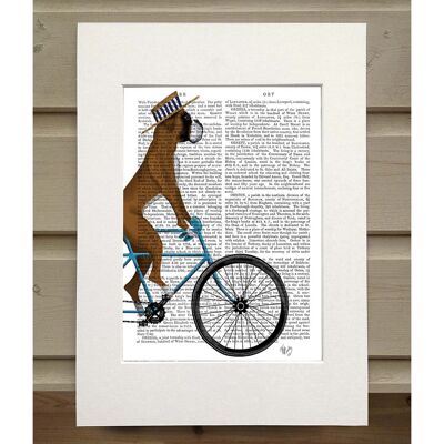 Boxer on Bicycle, Book Print, Art Print, Wall Art