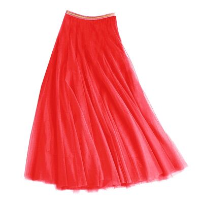 Tulle layer skirt in electric coral, small