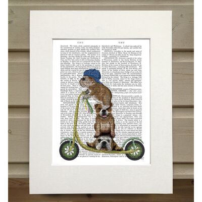 English Bulldog Scooter, Book Print, Art Print, Wall Art