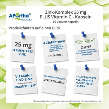 Complexe de zinc + vitamine C - 25 mg de zinc - 60 gélules végétaliennes 2