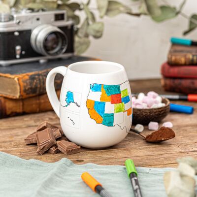 USA Map Colour In Ceramic Mug | Travel Mugs