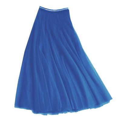 Gonna a strati in tulle blu reale, media