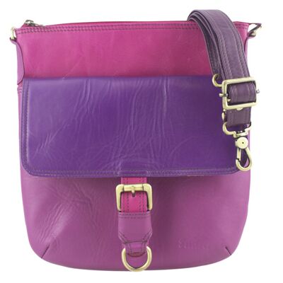 Colorido bolso bandolera de mujer Sunsa Creation fabricado con restos de piel. Bolso de mujer modelo "All Day Long"