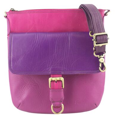 Borsa a tracolla colorata da donna Sunsa Creation realizzata in pelle di scarto. Borsa da donna modello "All Day Long"