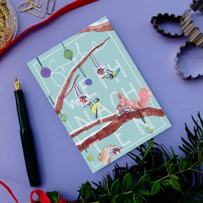 Carte postale Forêt Noël bleu