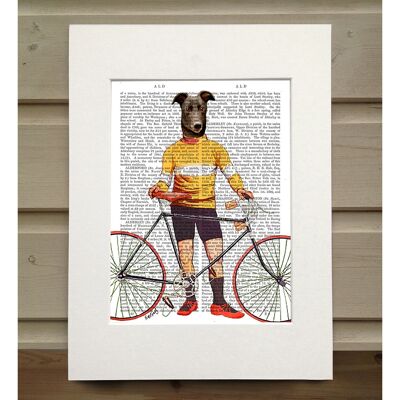 Greyhound Cyclist, Book Print, Art Print, Wall Art