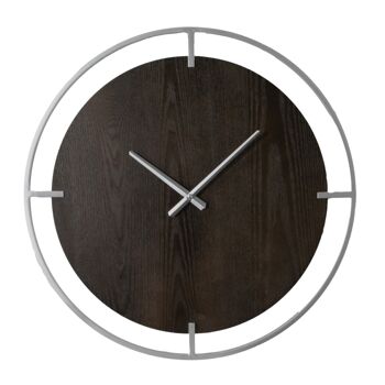 Horloge murale minimaliste en bois et argent 4