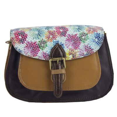 Sunsa Creation ladies leather bag. Small colorful leather bag. Shoulder bag made from leftover leather. Model "Donna"
