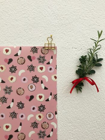 Papier d'emballage biscuits rose 1