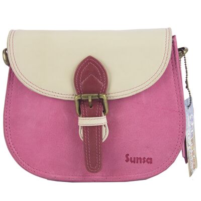 Sunsa Creation ladies leather bag. Small colorful shoulder bag made from leftover leather. Ladies bag model "Hunter Cross"