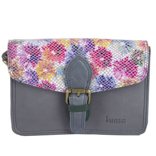 Sunsa Creation bunte Leder Tasche. Kleine Damen/ Mädchen Umhängetasche aus Lederresten. Taschen Model "Ragazze"