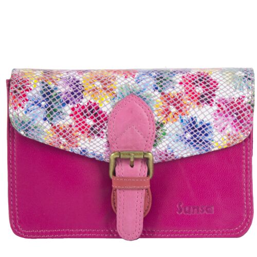 Sunsa Creation bunte Leder Tasche. Kleine Damen/ Mädchen Umhängetasche aus Lederresten. Taschen Model "Ragazze"