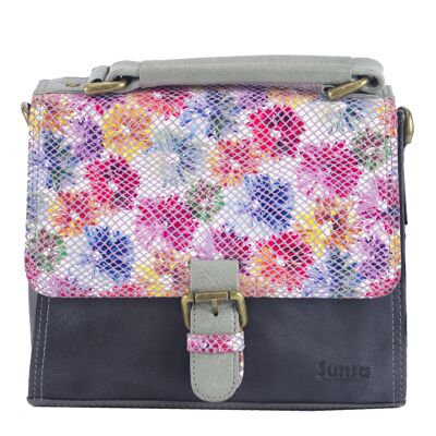 Sunsa Creation Damen Leder Umhängetasche. Bunte Handtasche aus Lederresten. Damentasche Model "Beauty"