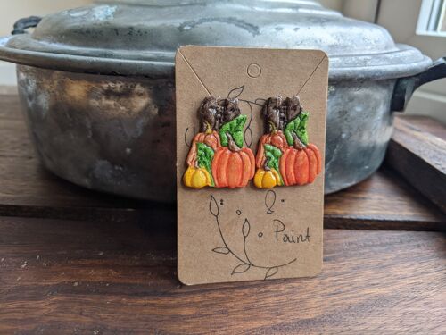 Pumpkin earrings, Halloween clay earrings, fall earrings