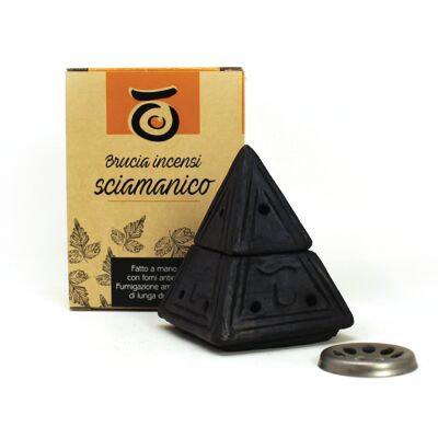 Quemador de incienso chamánico de terracota - Brasero piramidal