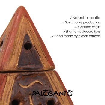 Brûleur d'encens chamanique - Brasero pyramide en terre cuite 6