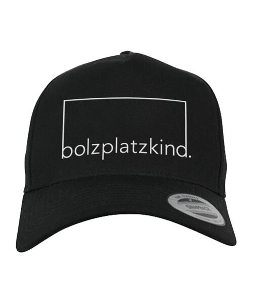 Bolzplatzkind Curved Snapback Cap Schwarz Weiss
