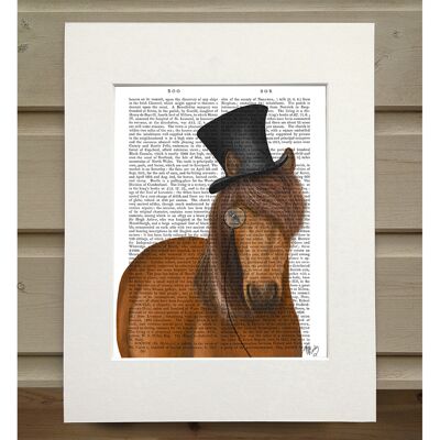 Horse Top Hat and Monocle, Book Print, Art Print, Wall Art