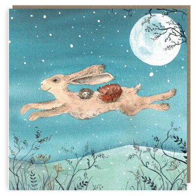 Flight of the Moon Hare Greeting Card