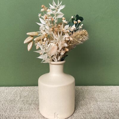 Bouquet fleurs séchées pistache et vase en céramique