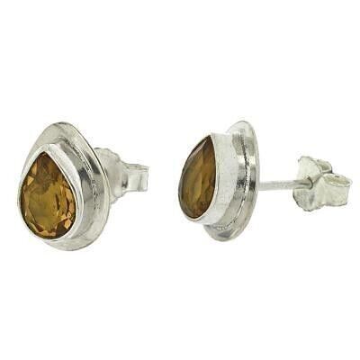 Citrine Faceted Double Tear Shaped Stud Earrings with Presentation Box