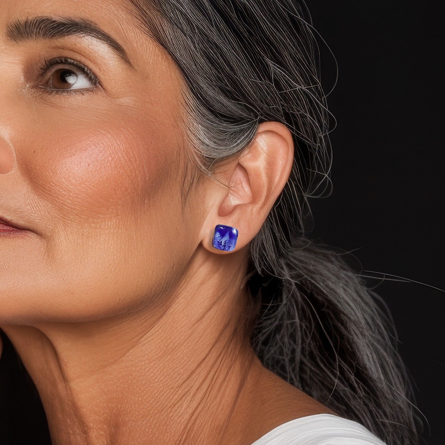 Berglandschaft Ohrstecker, handgefertigt mit Glas und Sterlingsilber