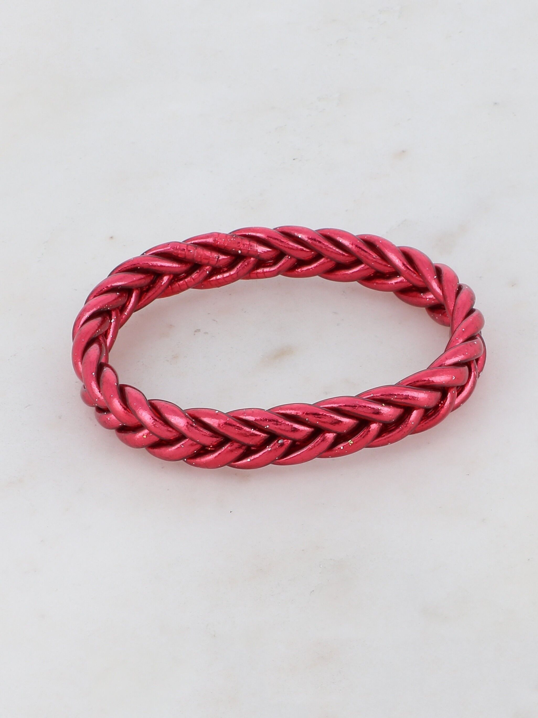 Bracciale rigido buddista intrecciato taglia S - Rosso scuro