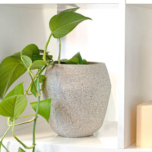 Limestone Textured Indoor Plant Pot in Beige| Cement | PT036